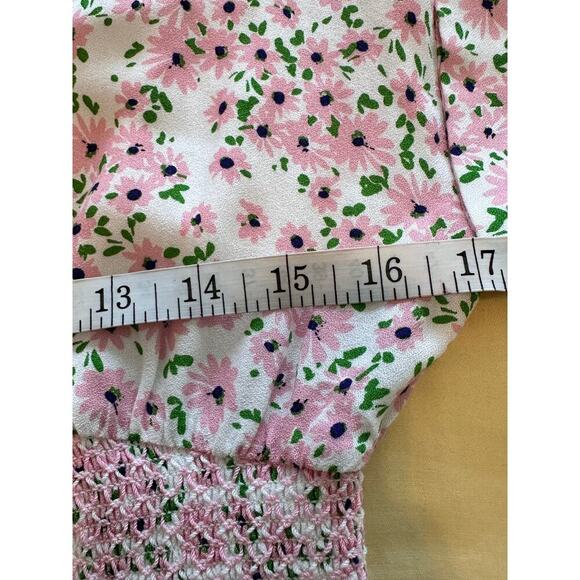 Alice Olivia Keela Floral Print Smocked Button-Front Dress Sz4 - Picture 4 of 7